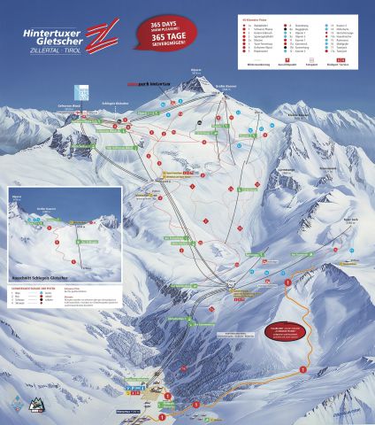 Pistekaart Hintertuxer - Gletscher