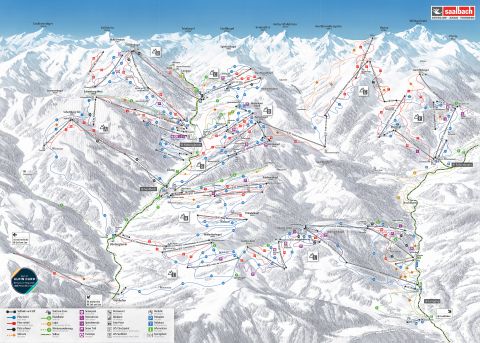 Pistekaart Saalbach Hinterglemm Leogang Fieberbrunn