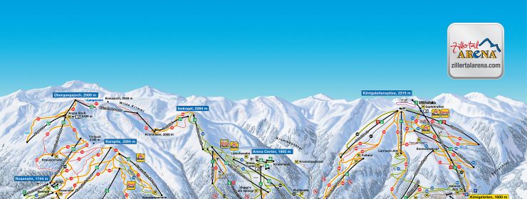 Pistekaart Gerlos, Zell am Ziller en Königsleiten