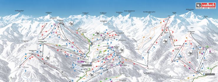 Pistekaart Saalbach Hinterglemm Leogang Fieberbrunn